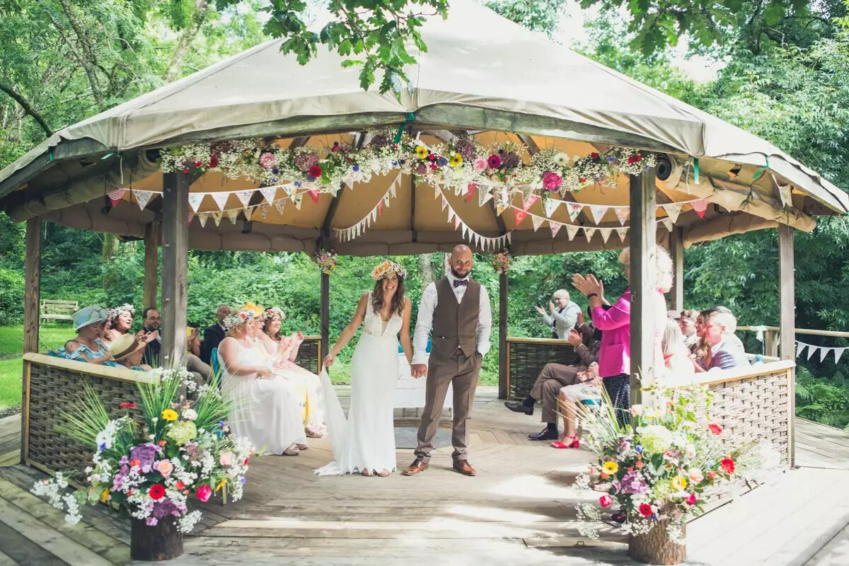 Outdoor wedding ceremony at Cornish Tipi Weddings