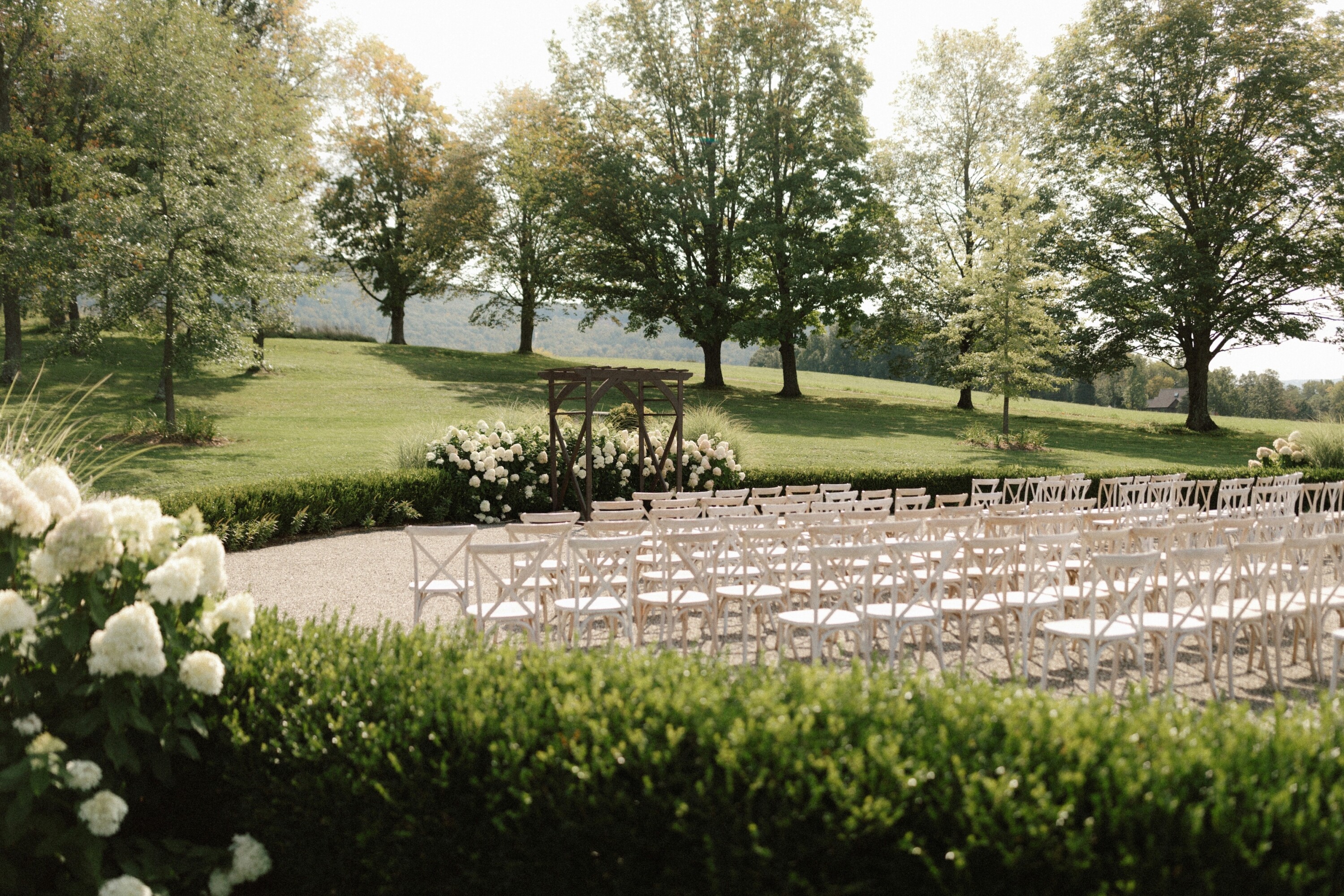 Outdoor ceremony set up at wedding venue