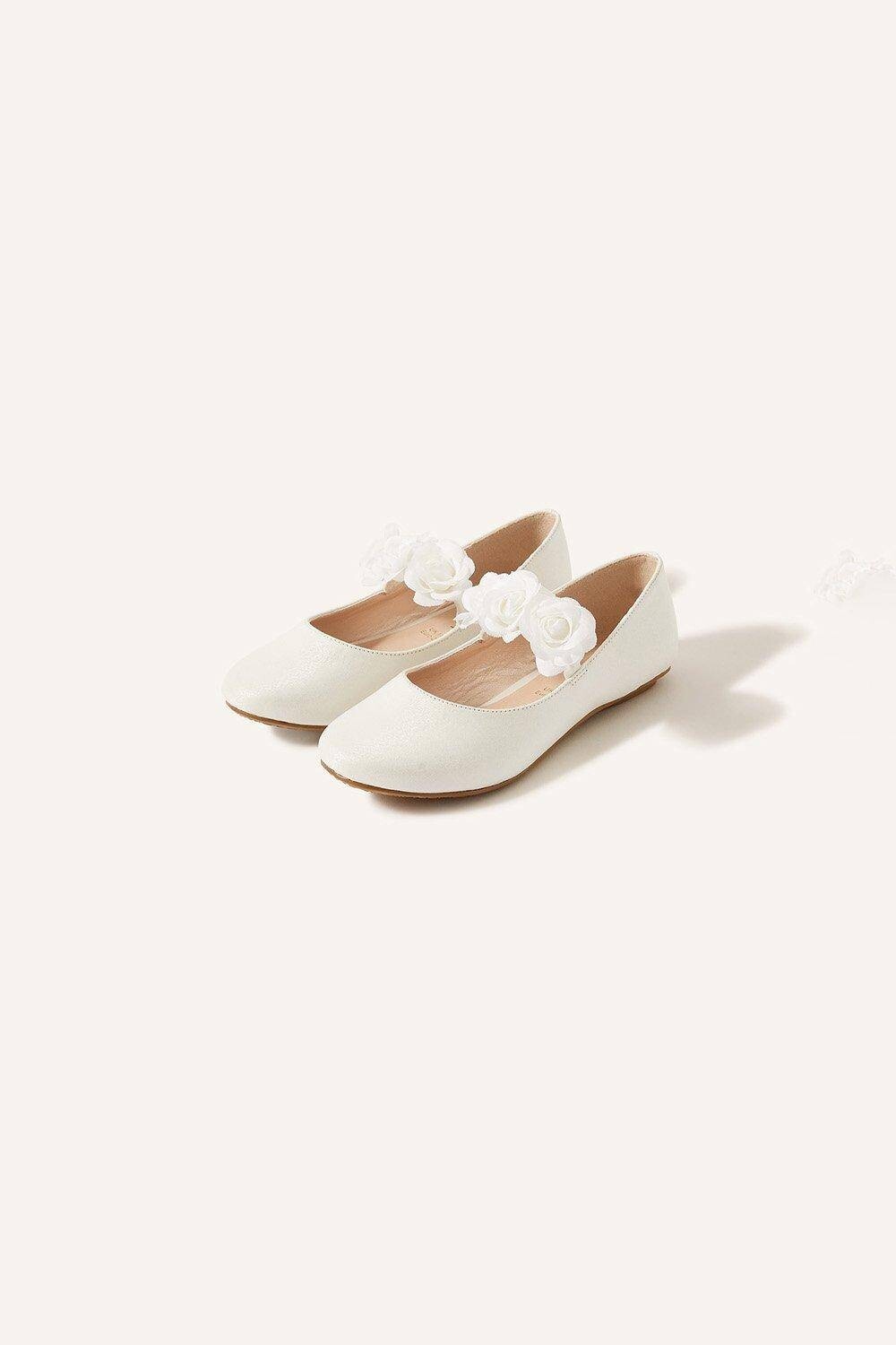 shimmer corsage ballerina flats