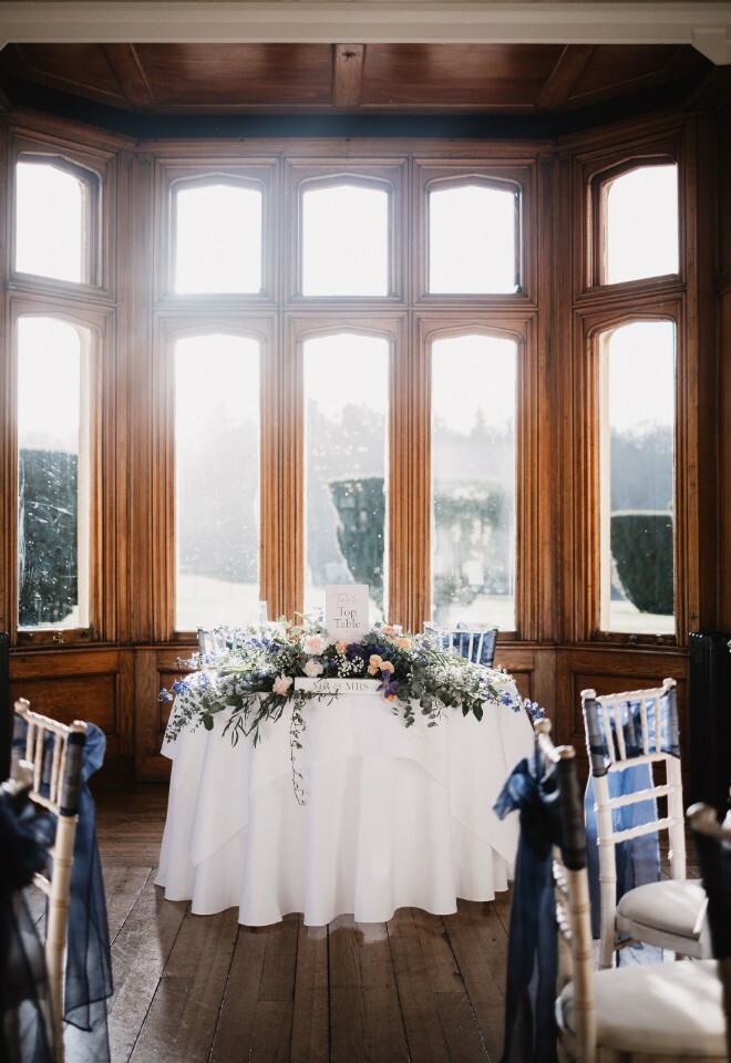 couples table at wedding breakfast