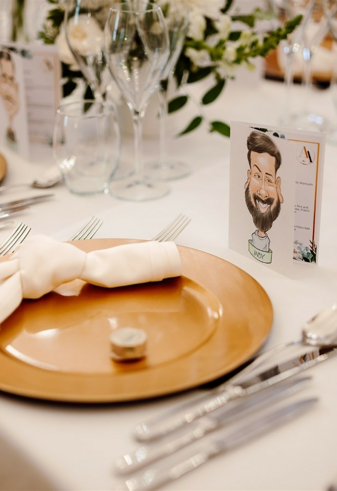 Dining set up with caricature 