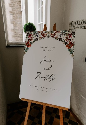 Wedding sign at Glewstone Court