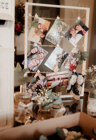 Photos and white post office box for wedding at Southdowns Manor West Sussex