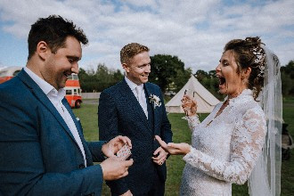 Bride and Groom Wowed by Magician