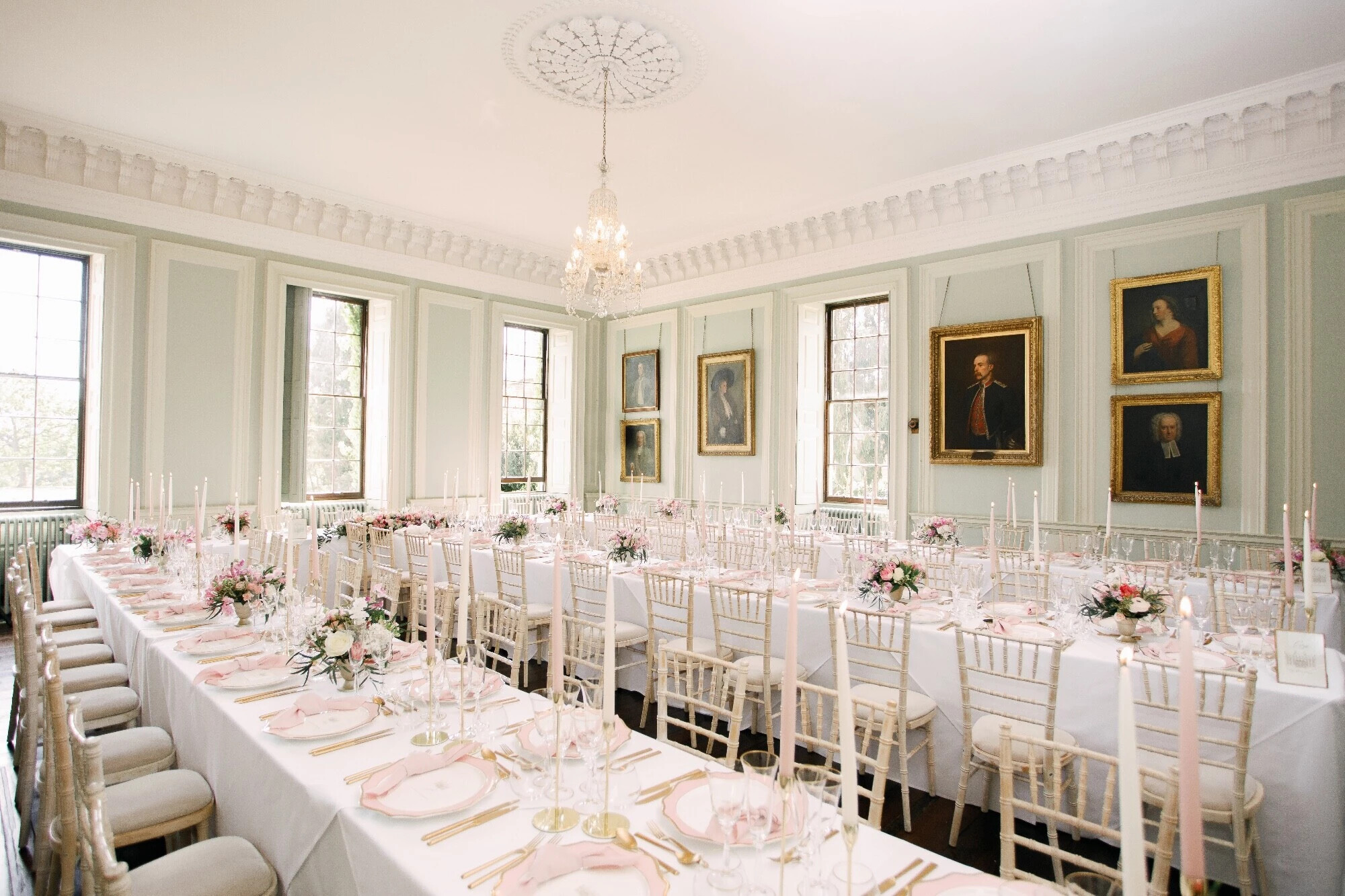 Interior set for wedding breakfast in Davenport House