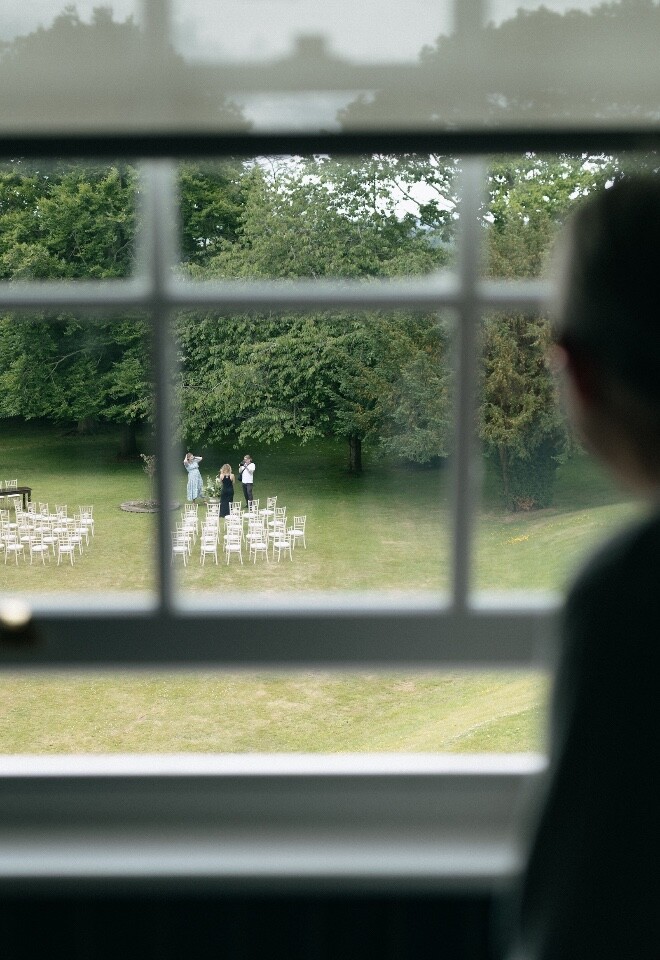The wedding ceremony set up from afar