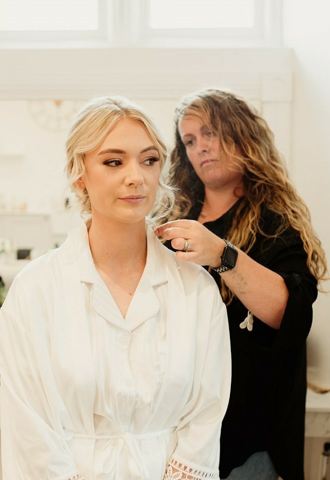 Chloe getting her hair and makeup done