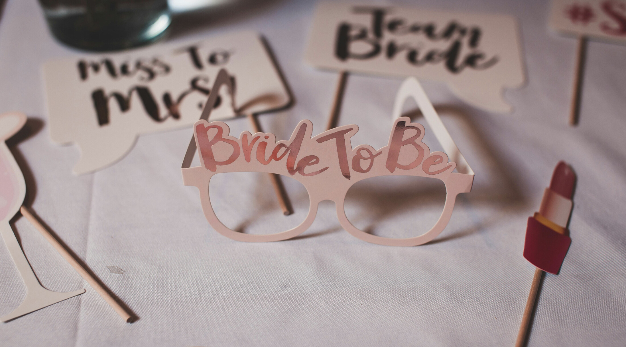 Prop glasses saying "Bride to be"