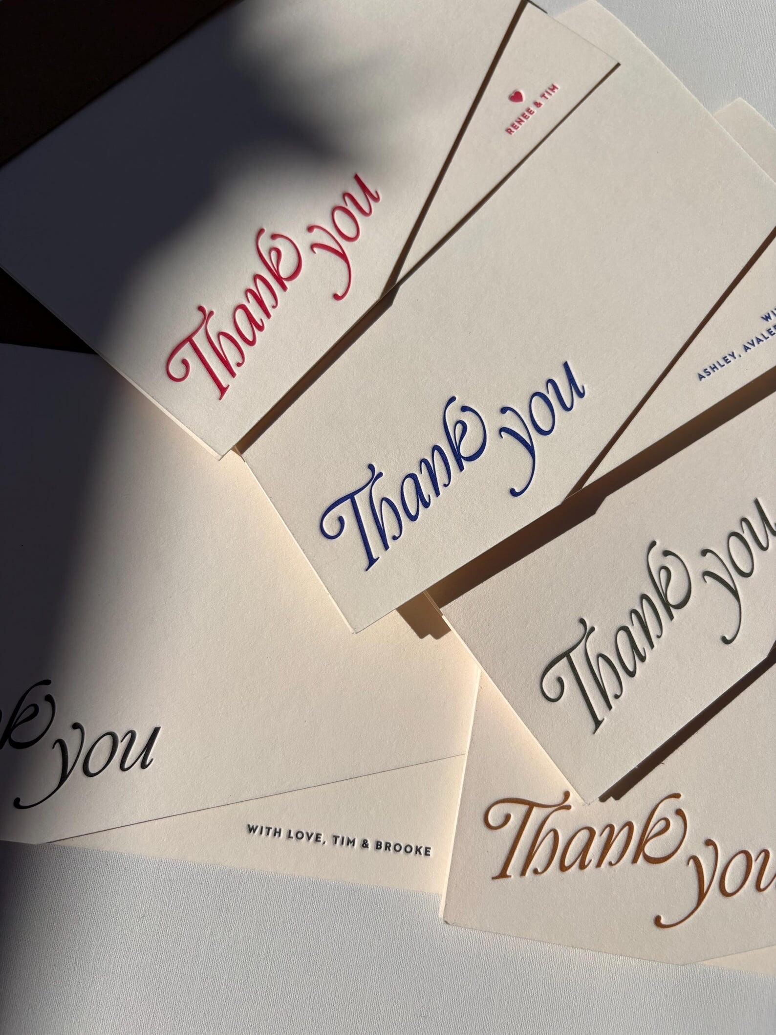 Personalised Letterpress Folded Wedding Thank You Card
