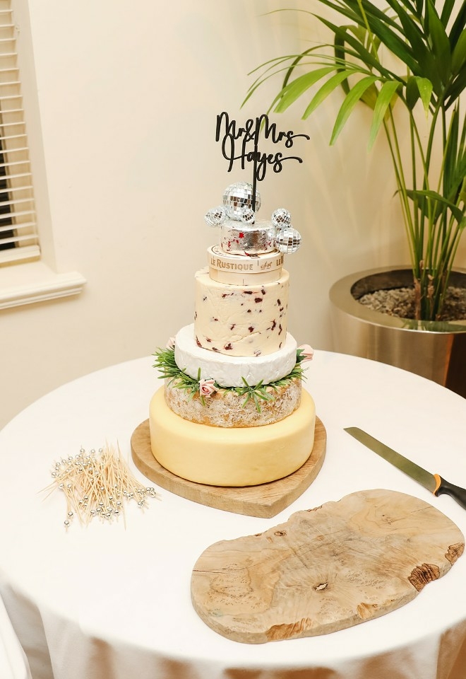 Cheese wedding cake at Mitton Hall