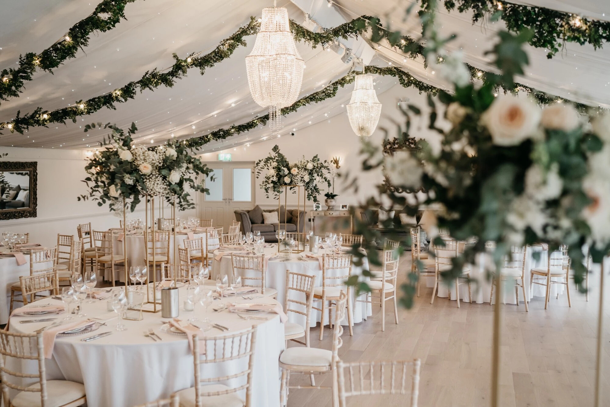 Interior of Alrewas Hayes set for a wedding breakfast