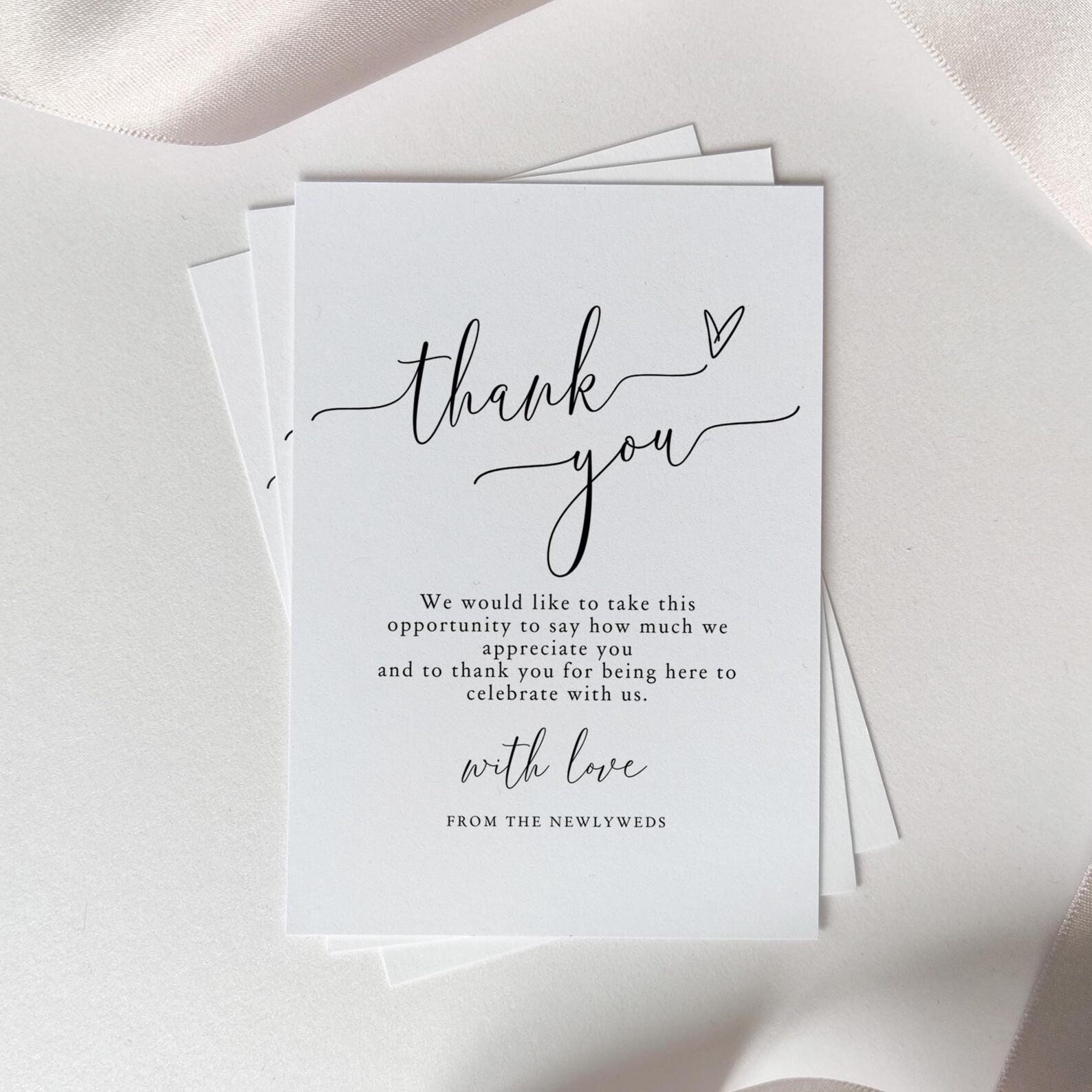 Cursive Font Generalised Message Wedding Thank You Card