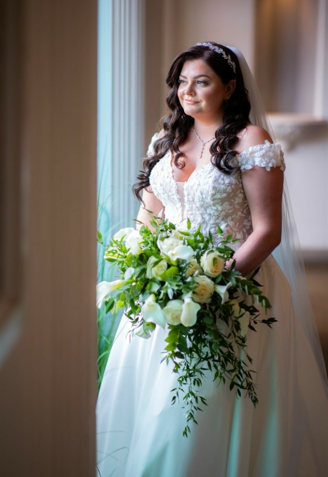 Louise on her wedding day at Missenden Abbey