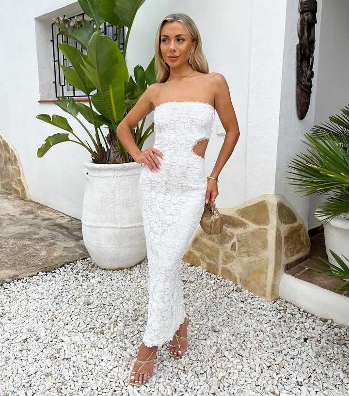 Long lace white dress