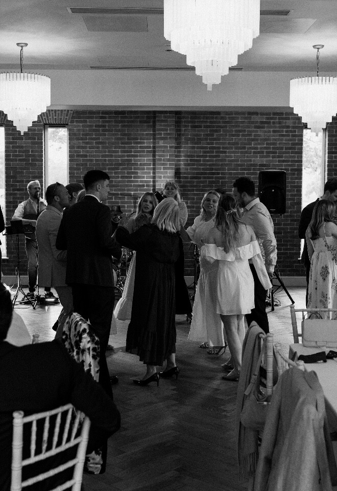 Guests enjoying the evening entertainment at the wedding reception 