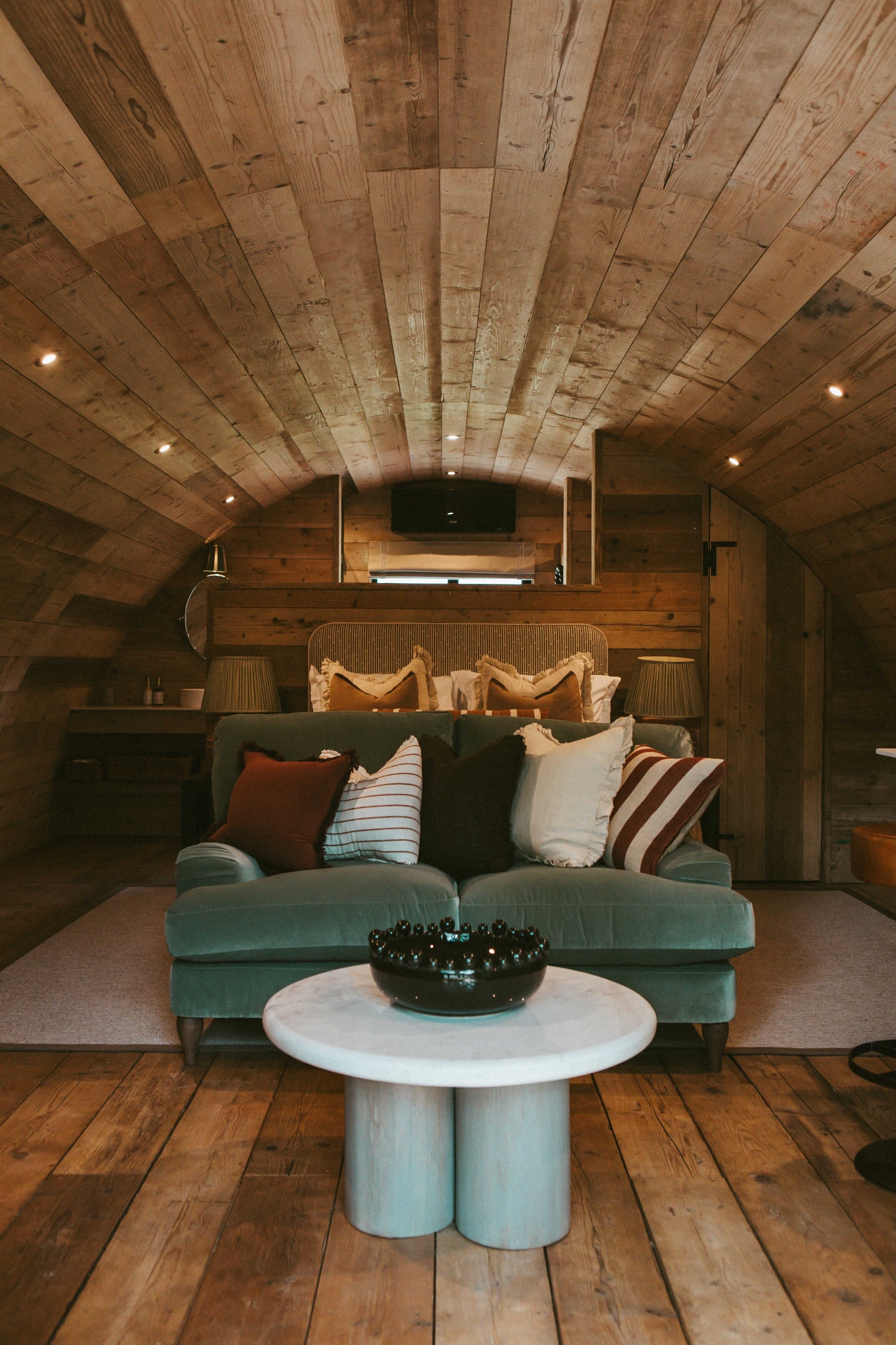 Interior of Pyggy accommodation at Silchester Farm