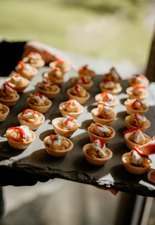 Canapés served on a tray during the reception
