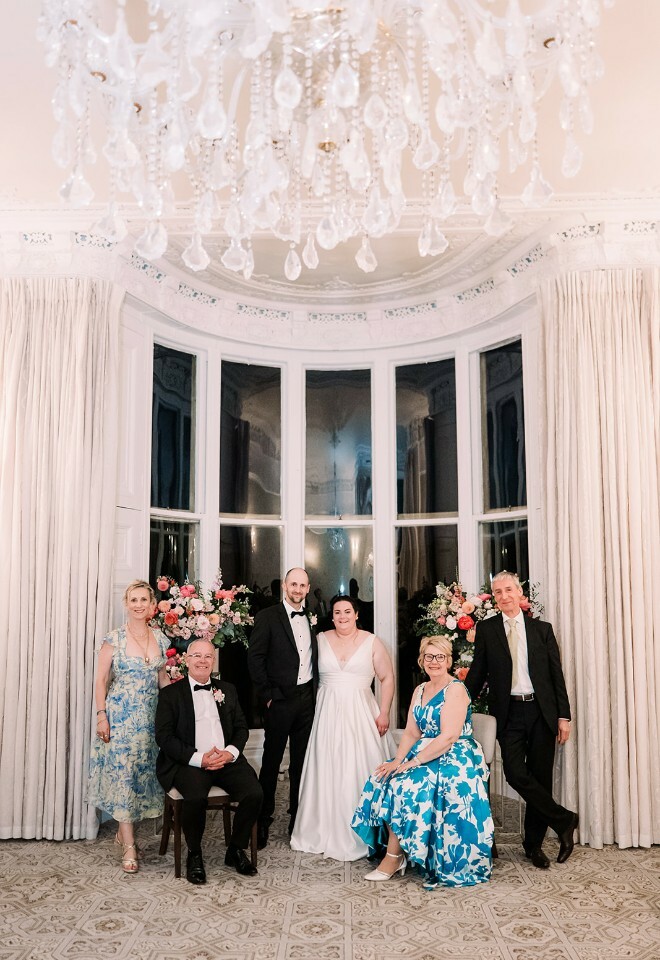 Bride and groom with wedding party