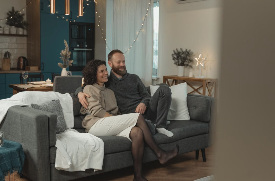 couple together in living room