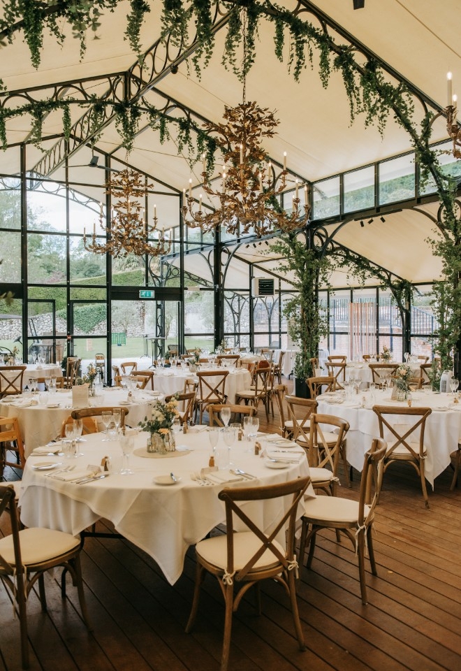 Orangery wedding breakfast at Port Lympne Hotel