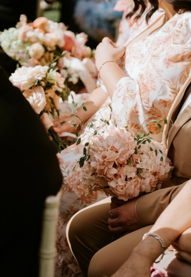 Close up image of the bridesmaid bouquets