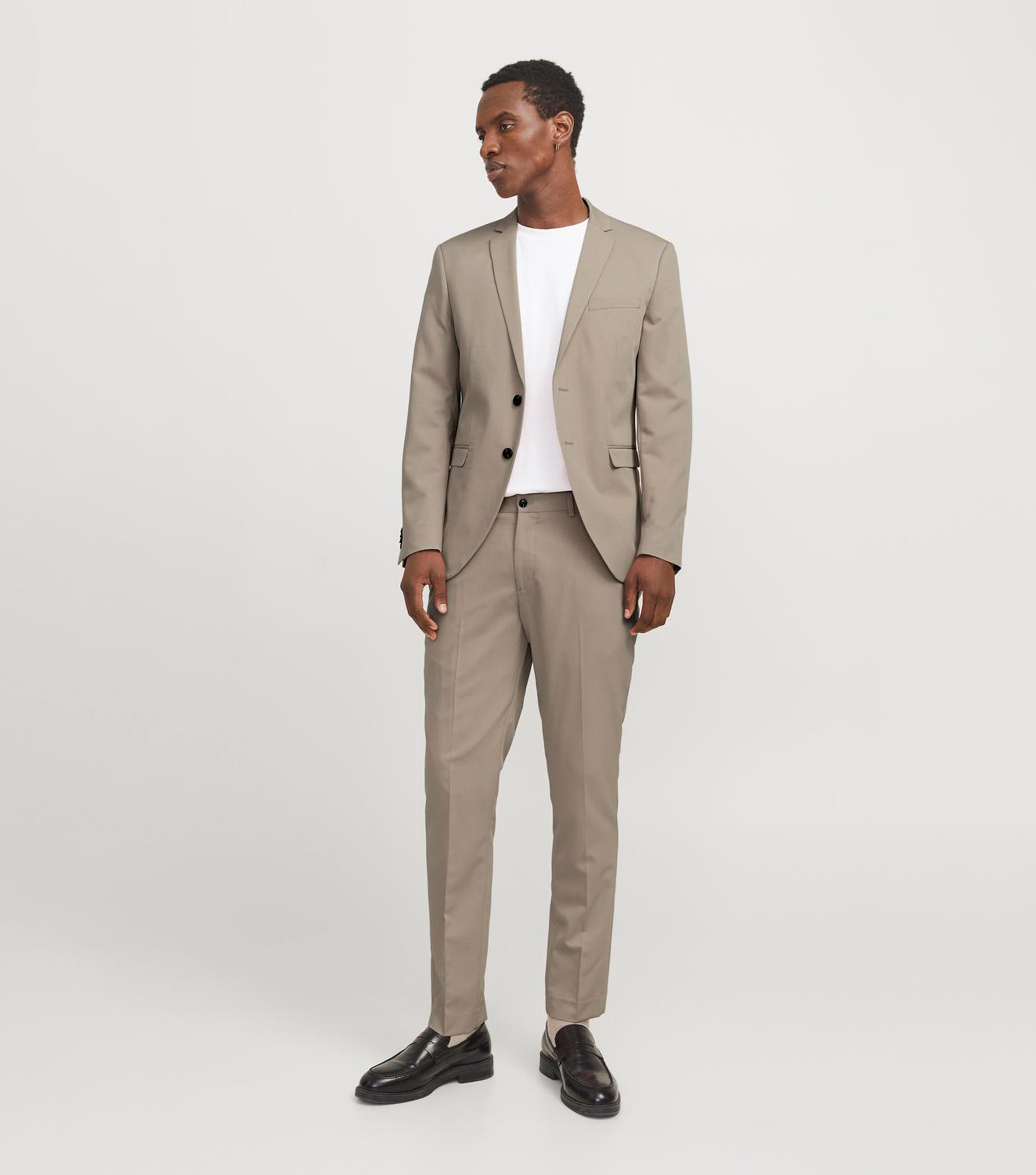 New Look Jack & Jones Cream Button Front Blazer and Cream Slim Fit Suit Trousers