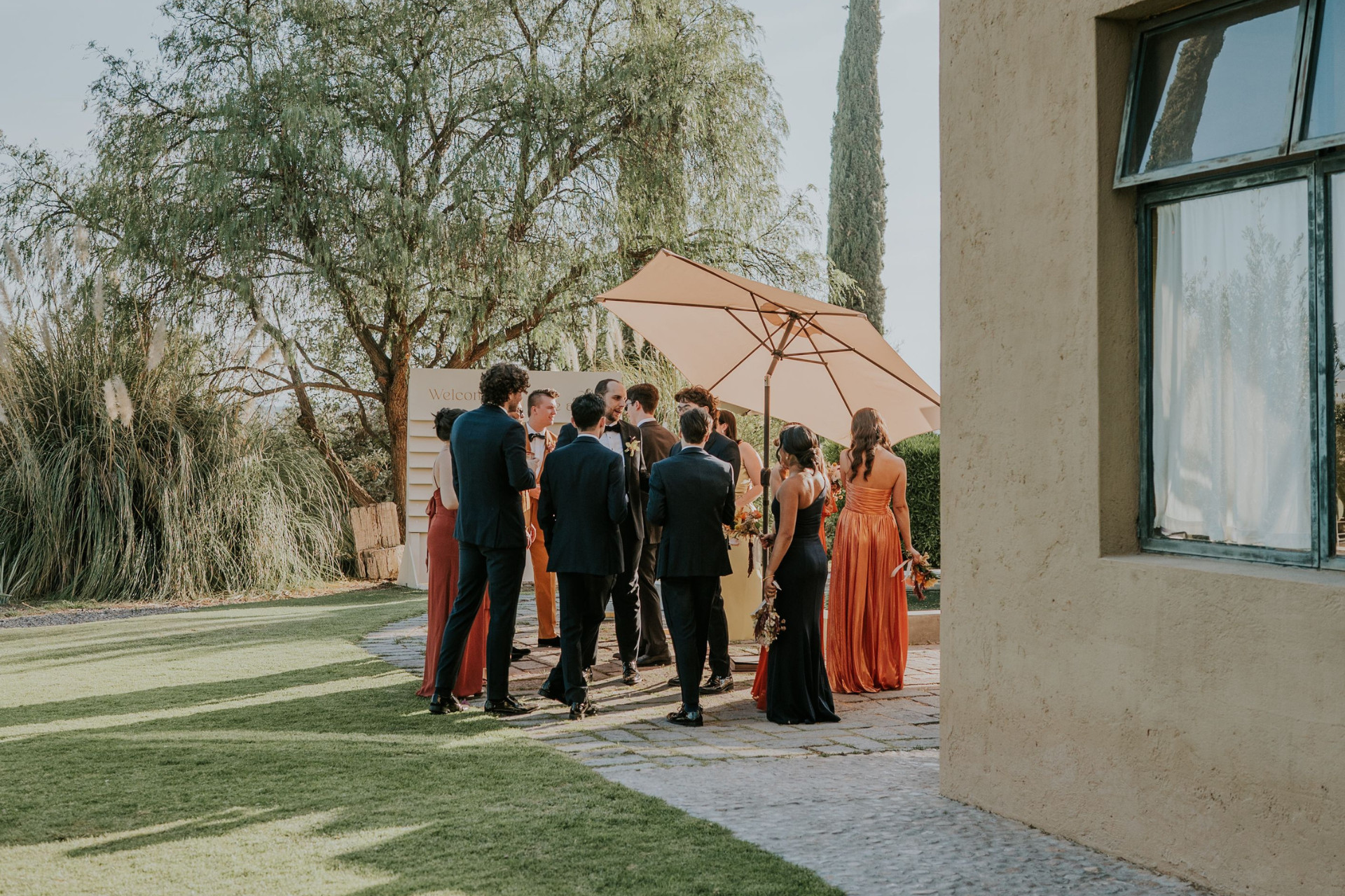 Wedding guests during cocktail hour