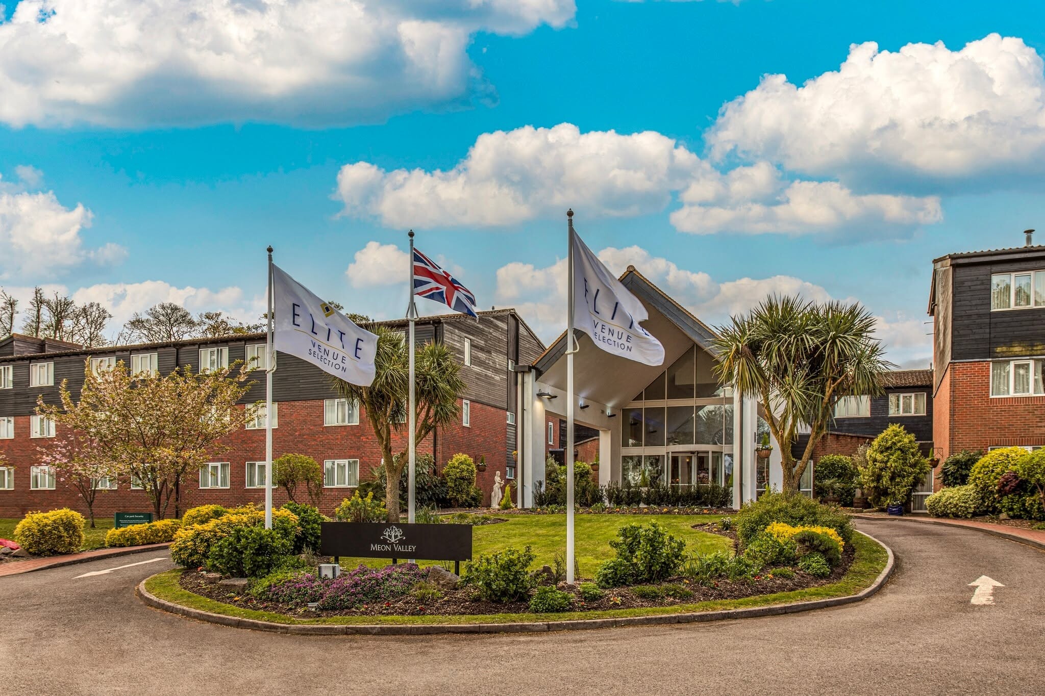 Exterior of hotel wedding venue, Meon Valley in Hampshire