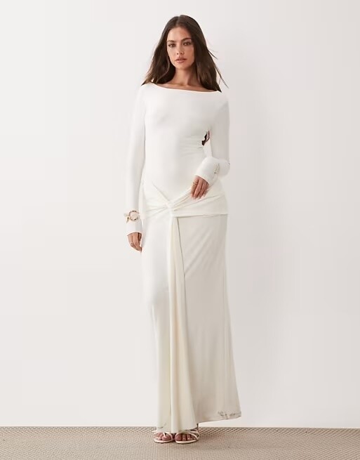 Forever New cream drape style dress for hen do 