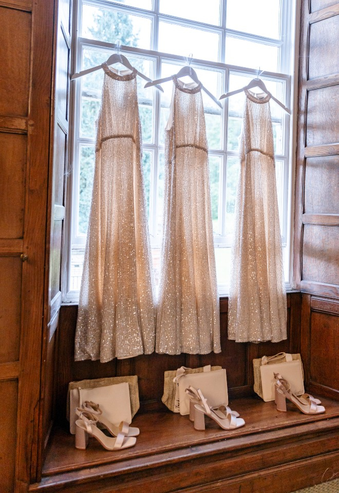 Bridesmaids dresses hanging