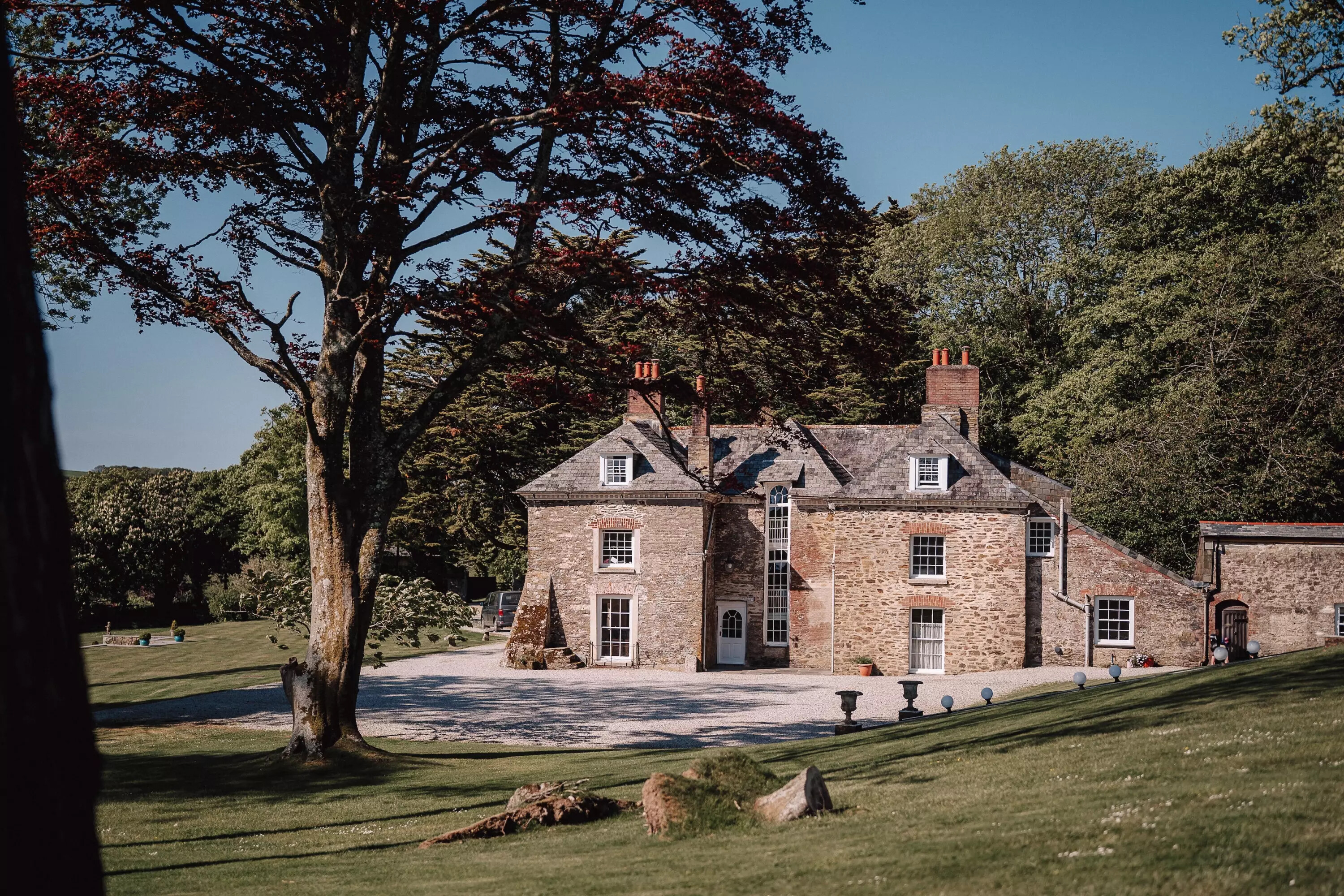 Exterior of the Manor House at Tredudwell Manor in Cornwall