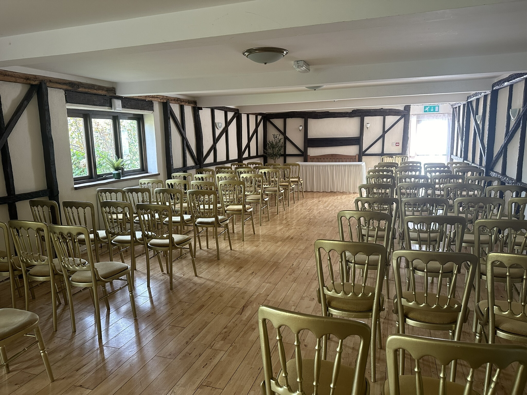 Wedding ceremony setting at Duvale Priory