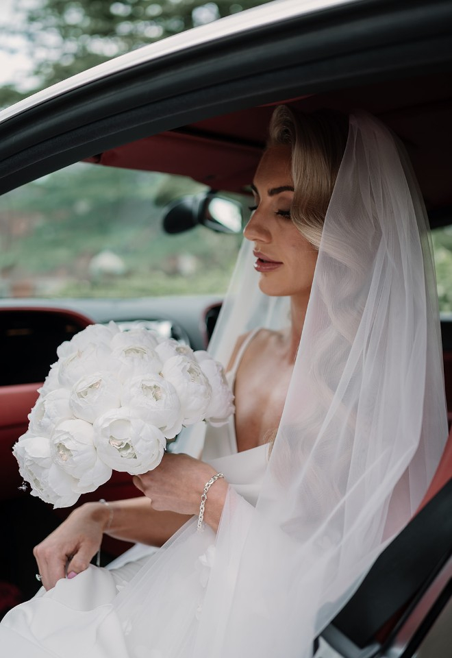 Bride with peony bouquet