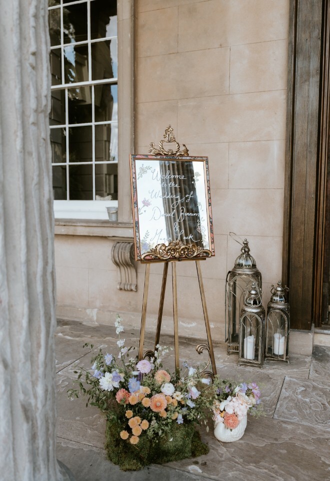 Wedding welcome mirror signage