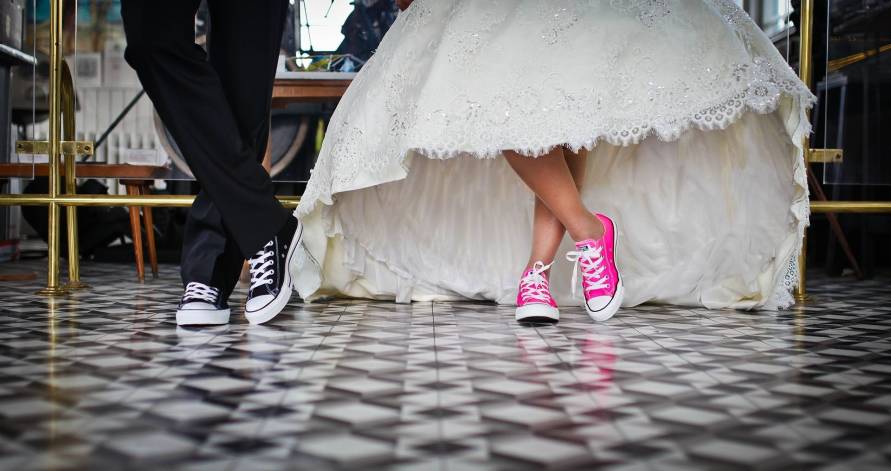 trainers at a wedding