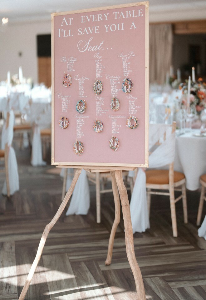 Taylor Swift inspired table plan for wedding with friendship bracelets