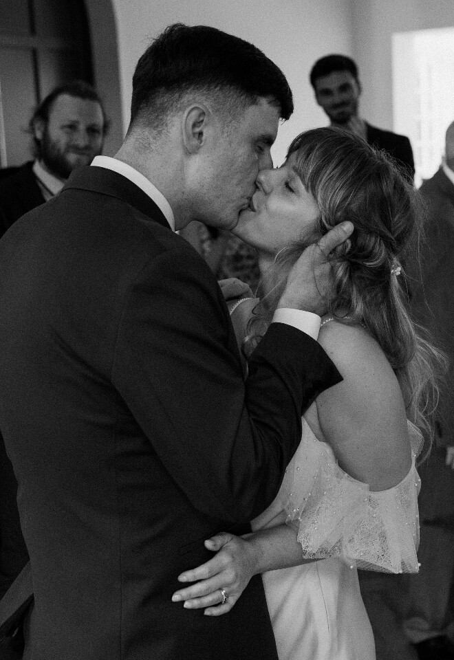 Bride and Groom Kiss During first dance