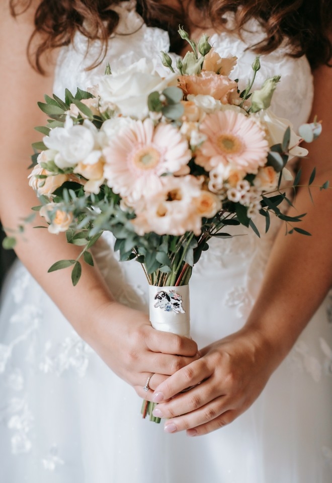 Pink and white wedding bouquet