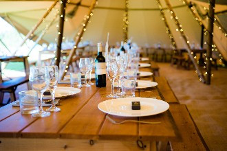 tables set up for wedding breakfast
