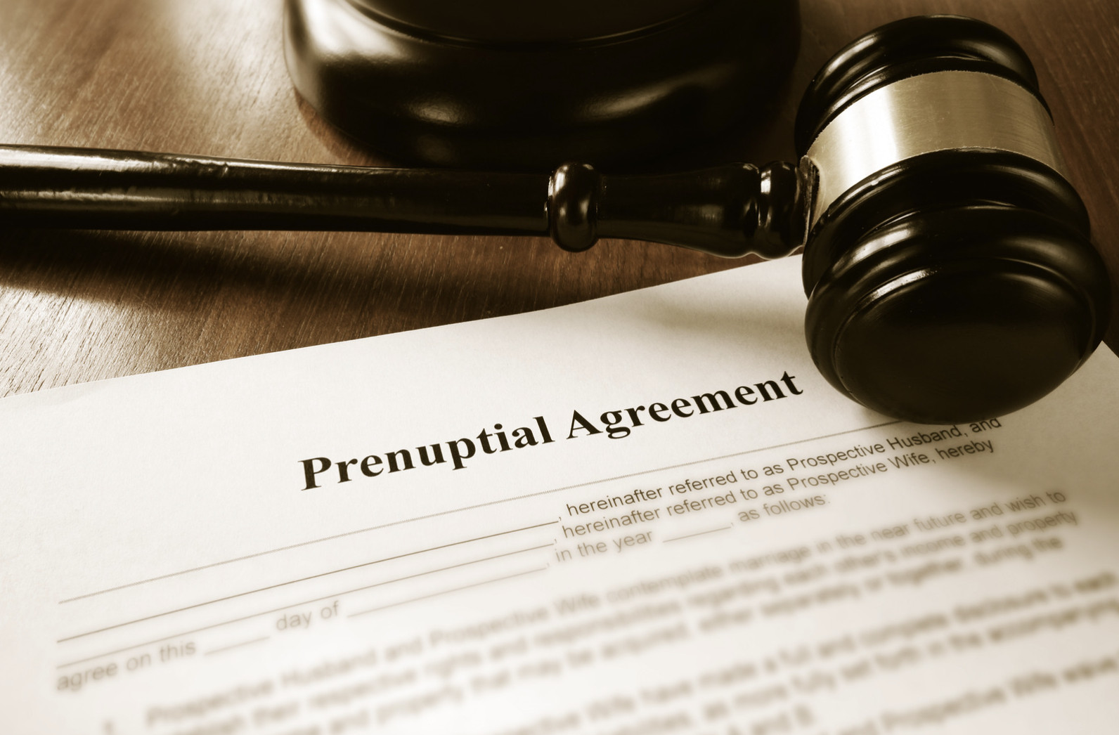 A document saying "prenuptial agreement"