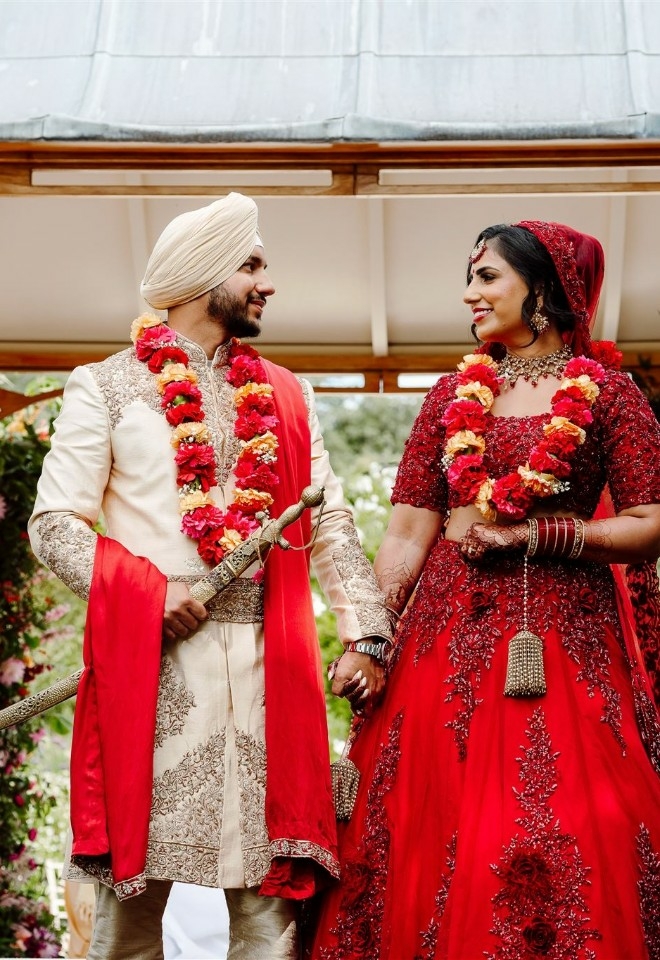 Couple happily posing together