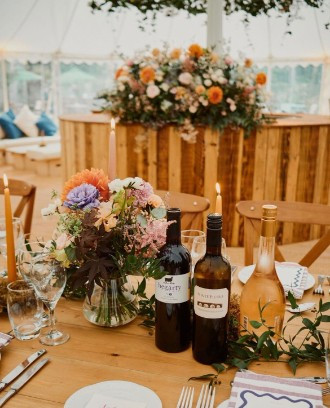 Floral details at wedding breakfast
