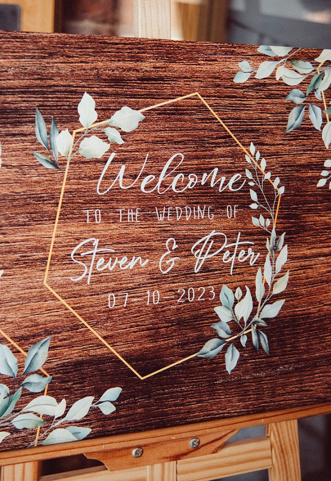 Wedding sign at Copdock Hall wedding venue Suffolk