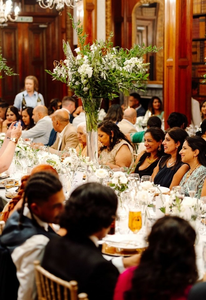Family dining together and enjoying