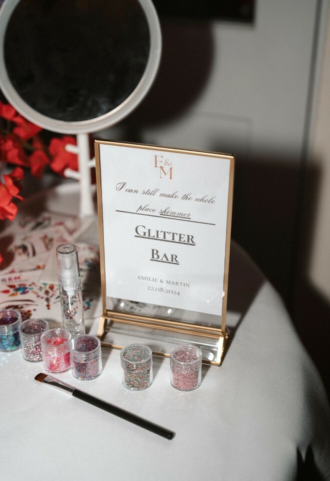 Glitter bar during wedding reception