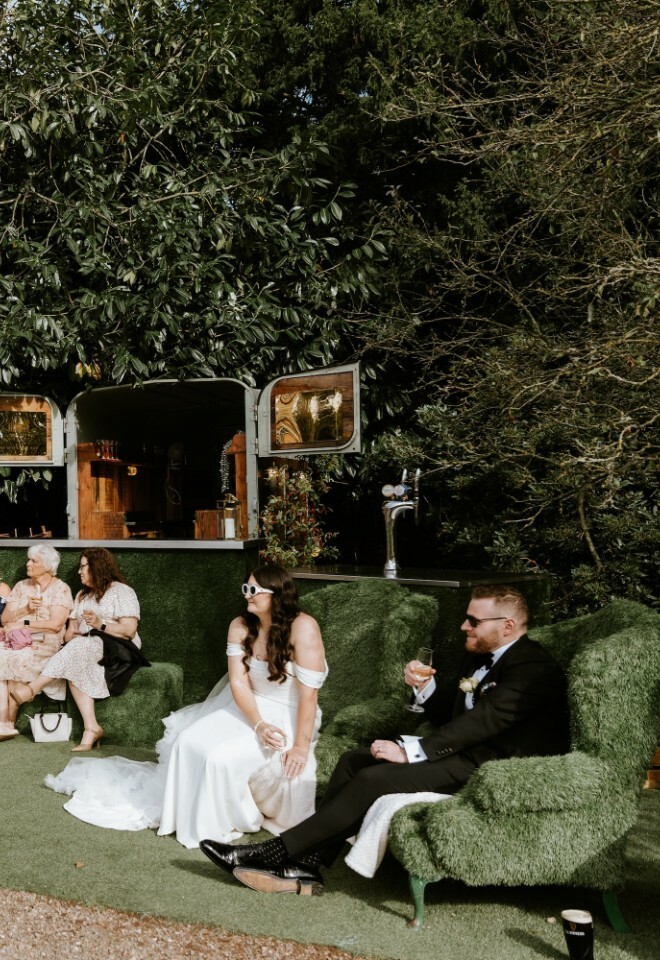 Speeches on the grass on the grounds of Davenport House