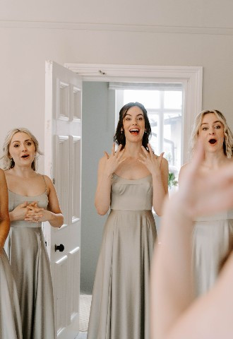 Glewstone Court Real Wedding Bridal Party First Look