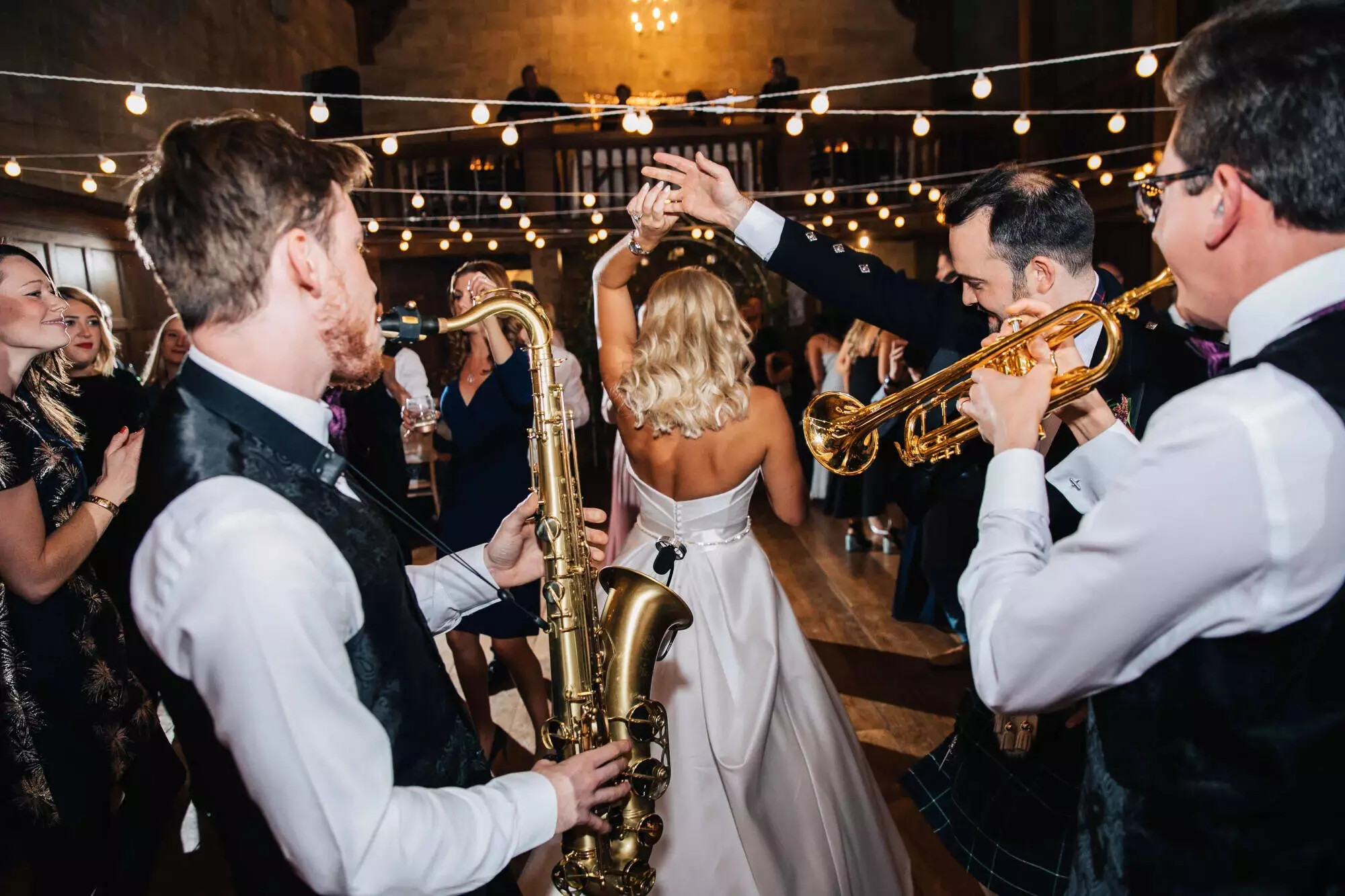 Wedding band entertaining guests