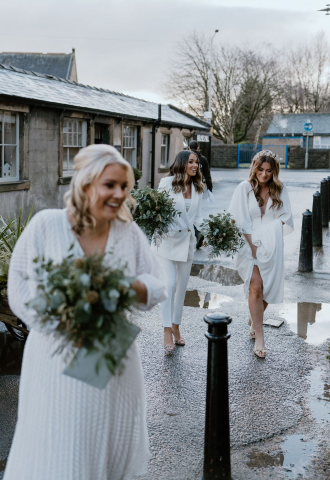 Bridal party walking to the ceremony 
