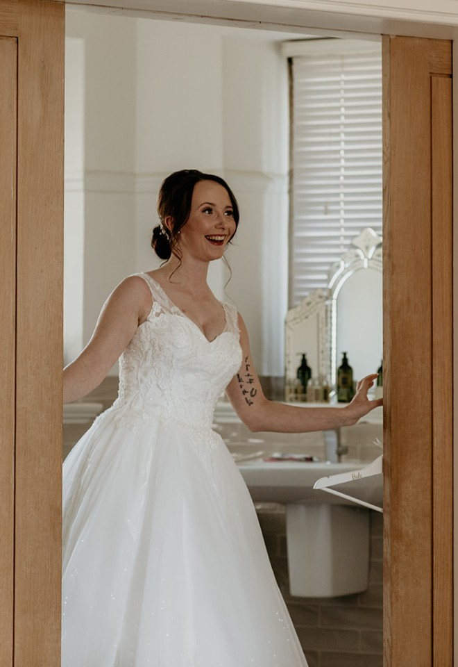 Bride getting ready at Falcon Manor